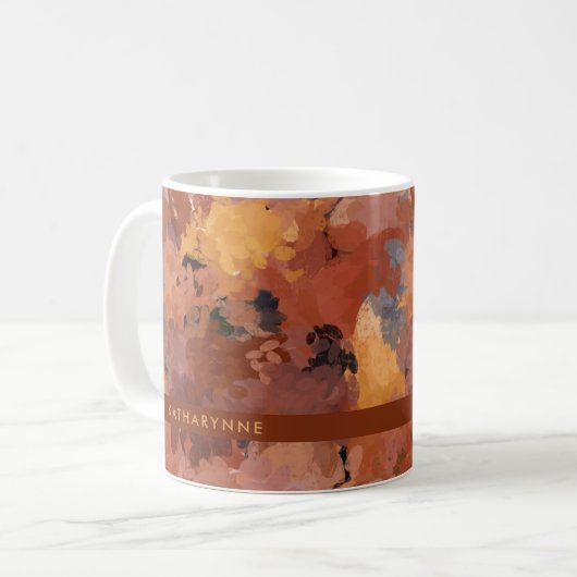 Moderner Chic Abstrakt Terracotta Rost Brown Kaffeetasse (Vorderseite Links)