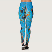 Moderner Chic Aqua Blue Marine Life Ozean Farbenfr Leggings (Rückseite)