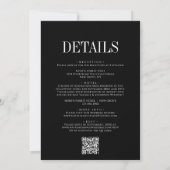 Moderner Chic Black and White QR Code Hochzeit Inv Einladung (Rückseite)