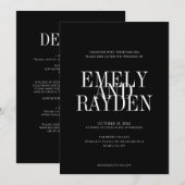 Moderner Chic Black and White QR Code Hochzeit Inv Einladung (Vorne/Hinten)