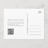 Moderner Chic Black and White QR Code Save the Dat Einladungspostkarte (Rückseite)