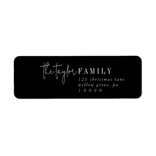 Moderner Chic | Black Family Return Address Label (Vorne)