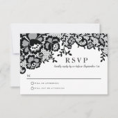 Moderner Chic Black Lace Formal Wedding RSVP (Vorderseite)