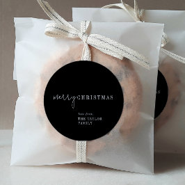 Moderner Chic | Black Merry Weihnachtsgeschenk Runder Aufkleber