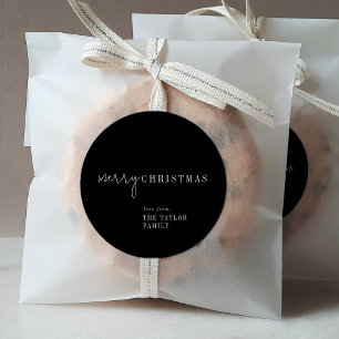 Moderner Chic   Black Merry Weihnachtsgeschenk Runder Aufkleber