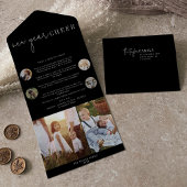 Moderner Chic | Black New Year Chee Multi Foto All In One Einladung