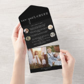 Moderner Chic | Black New Year Chee Multi Foto All In One Einladung (Abreißen)