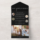 Moderner Chic | Black New Year Chee Multi Foto All In One Einladung (Innen Boden)