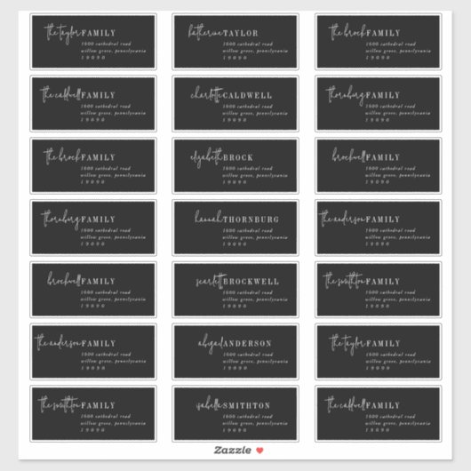 Moderner Chic | Black Recipipient Guest Address La Aufkleber (Blatt)