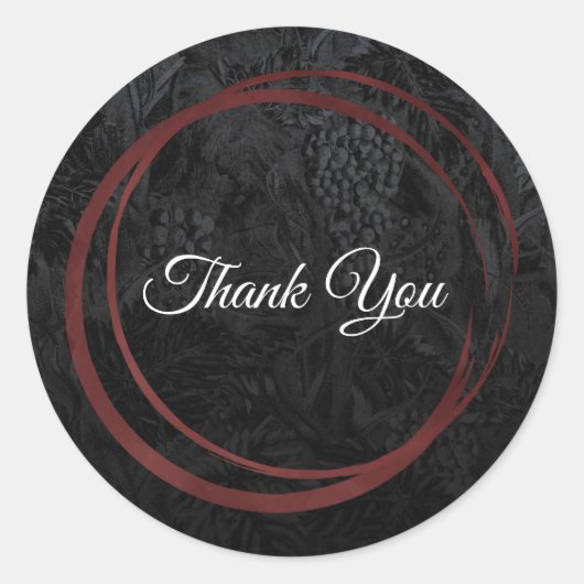 Moderner Chic Black Red Wings Rings Klasse Gefalle Runder Aufkleber (Vorderseite)