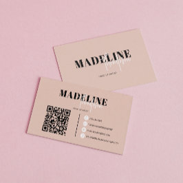 Moderner Chic Boho Beige Feminine QR-Code Visitenkarte