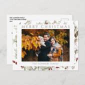 Moderner Chic Boho Wildblume Frohe Weihnachten Postkarte (Vorne/Hinten)