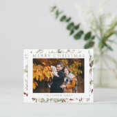 Moderner Chic Boho Wildblume Frohe Weihnachten Postkarte (Stehend Vorderseite)