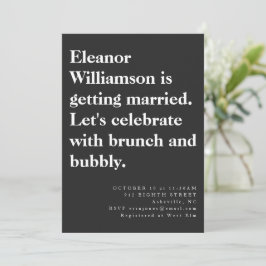 Moderner Chic Bold Black Typografy Bridal Brunch Einladung