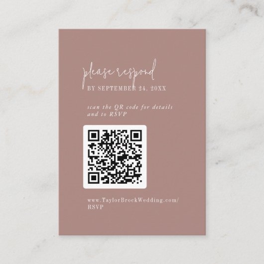 Moderner Chic Cinnamon Pink QR Code UAWG Begleitkarte (Vorderseite)