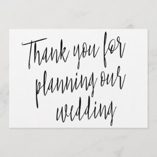 Moderner Chic "Danke für die Planung unserer Hochz Dankeskarte