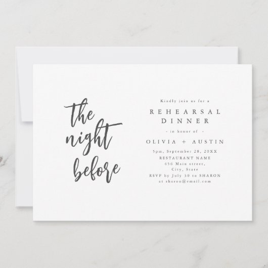 Moderner Chic Das Abendessen vor der Probe Einladung (Vorderseite)