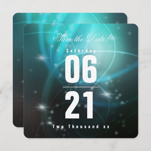 Moderner Chic Deep Sea Aqua Bokeh mit Typografie (Vorne/Hinten)