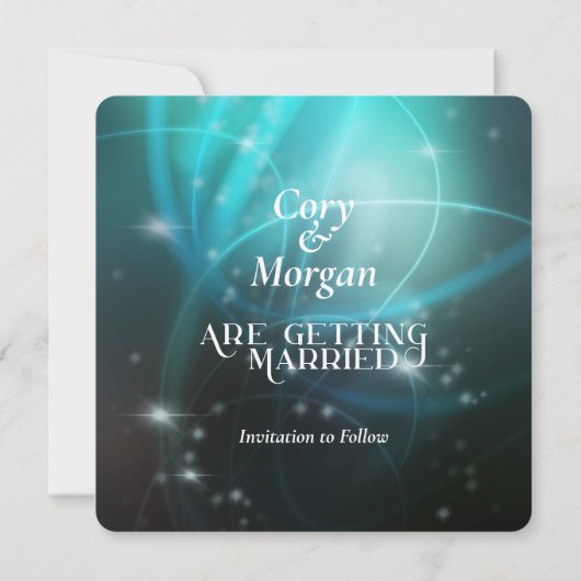 Moderner Chic Deep Sea Aqua Bokeh mit Typografie (Rückseite)