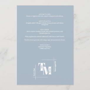 Moderner Chic Dusty Blue Minimal Hochzeit Vielen D Menükarte