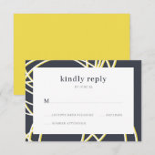 Moderner Chic Elegant Blue Yellow Wedding RSVP Begleitkarte (Vorne/Hinten)