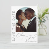 Moderner Chic Elegant Minimalistisch 2 Fotos Hochz Save The Date (Stehend Vorderseite)
