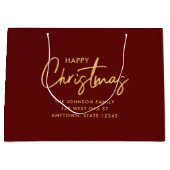Moderner Chic Elegante Maroon Goldenes Glück Große Geschenktüte (Vorderseite)