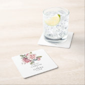 Moderner Chic Elegante Romantische Rosa Hochzeit Rechteckiger Pappuntersetzer (Vor Ort)