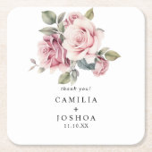 Moderner Chic Elegante Romantische Rosa Hochzeit Rechteckiger Pappuntersetzer (Vorderseite)