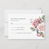 Moderner Chic Elegante Romantische Rosa Hochzeit RSVP Karte (Vorderseite)