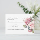 Moderner Chic Elegante Romantische Rosa Hochzeit RSVP Karte (Stehend Vorderseite)