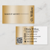 Moderner Chic Feminine QR Code Gold Makeup Artist Visitenkarte (Vorne/Hinten)