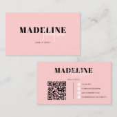 Moderner Chic Flamingo Pink Feminine QR Code Visitenkarte (Vorne/Hinten)