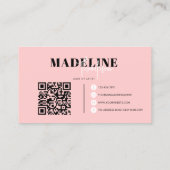 Moderner Chic Flamingo Pink Feminine QR Code Visitenkarte (Rückseite)