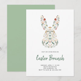 Moderner Chic floraler Osterhasen Brunch Einladung