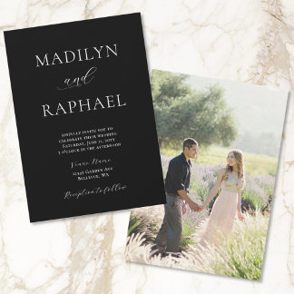 Moderner Chic Foto Schwarz und Weiß Hochzeit hinzu Einladung