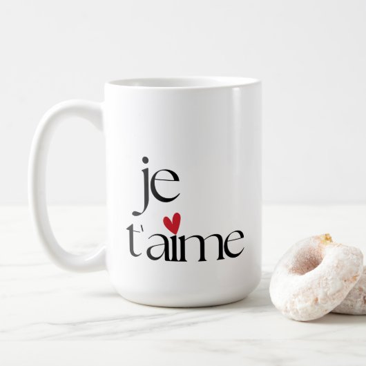 Moderner Chic Französisch Je T'aime I Liebe Sie Kaffeetasse (Mit Donut)