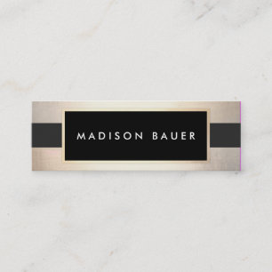 Moderner Chic gestreift Schwarz und IMITATE Gold F Mini Visitenkarte