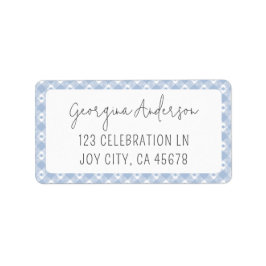Moderner Chic Gingham Pastel Blue Address Adressaufkleber