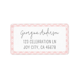 Moderner Chic Gingham Pastel Blush Pink Adresse Adressaufkleber