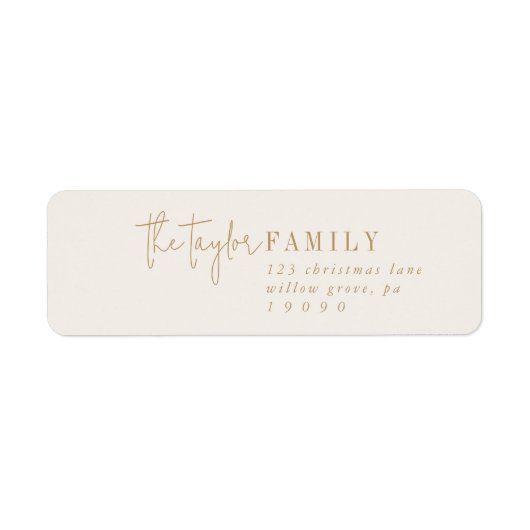 Moderner Chic | Gold Family Return Address Label (Vorne)