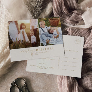 Moderner Chic   Gold Foto Collage Weihnachtsnachte Feiertagspostkarte