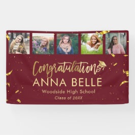 Moderner Chic Gold Script Collage Abschluss Banner