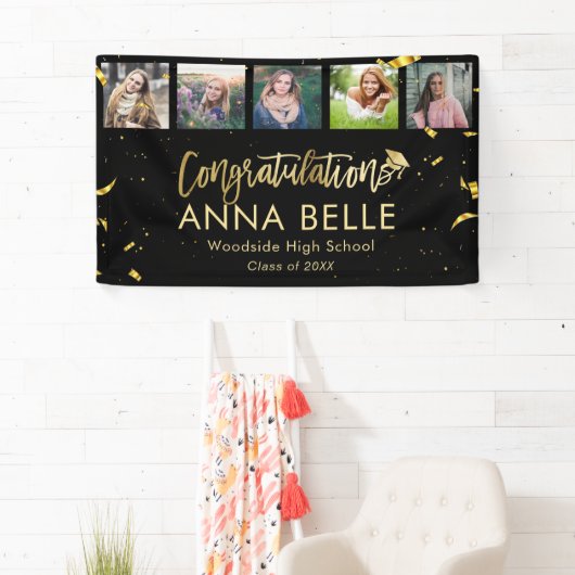 Moderner Chic Gold Script Collage Abschluss Banner (Insitu)