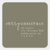 Moderner Chic | Grüne frohe Weihnachtsfeier Rückse Quadratischer Aufkleber (Vorderseite)