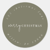 Moderner Chic | Grüne Rücksendeadresse Runder Aufkleber (Vorderseite)