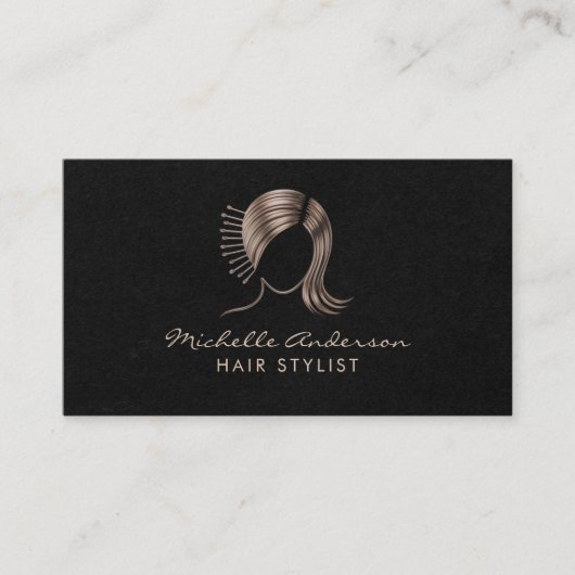 Moderner Chic Hair Stylist Schönheitssalon Bobby B Visitenkarte (Vorderseite)