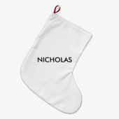 Moderner Chic heißt es Personalisiert Weiß Großer Weihnachtsstrumpf (Vorderansicht (hängend))