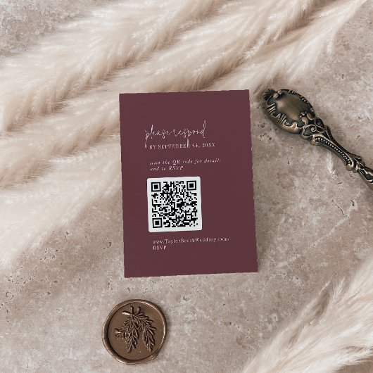 Moderner Chic Herbst Burgund QR Code UAWG Begleitkarte