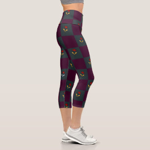 Moderner Chic Kariert mit Blume Capri Leggings